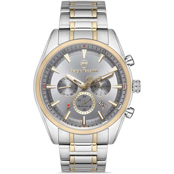 SERGIO TACCHINI Dual Time Gents Silver Stainless Steel Bracelet