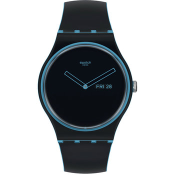 SWATCH Minimal Line Blue with Black Silicone Strap