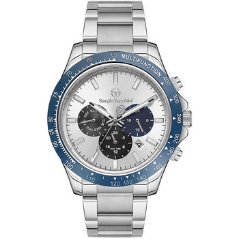 SERGIO TACCHINI Dual Time Silver Stainless Steel Bracelet