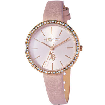 U.S.POLO Eclypse Crystals Pink Leather Strap