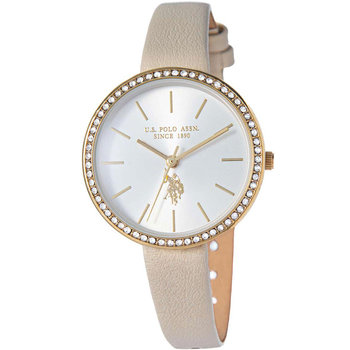 U.S.POLO Eclypse Crystals Beige Leather Strap