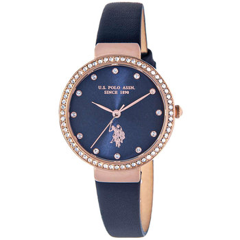 U.S.POLO Camille Crystals Blue Leather Strap