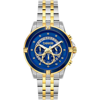 BREEZE Divinia Crystals Chronograph Two Tone Stainless Steel Bracelet