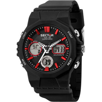 SECTOR EX-40 Dual Time Chronograph Black Synthetic Strap
