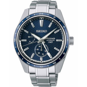 SEIKO Presage Sharp Edged Automatic GMT Silver Stainless Steel Bracelet Limited Edition