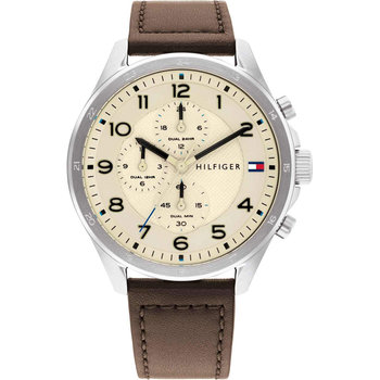 Tommy HILFIGER Casual Dual Time Brown Leather Strap