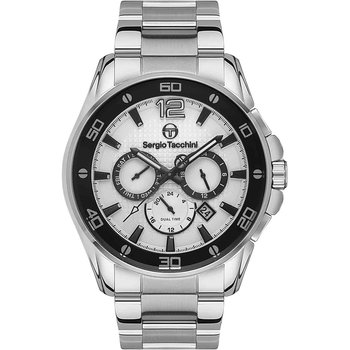 SERGIO TACCHINI Dual Time Silver Stainless Steel Bracelet