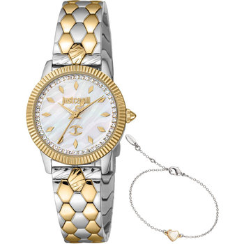 JUST CAVALLI Cuore Crystals Two Tone Stainless Steel Bracelet Gift Set
