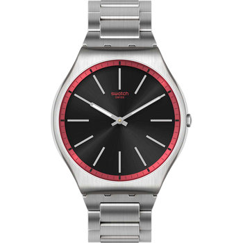 SWATCH Red Graphite Silver Stainless Steel Bracelet