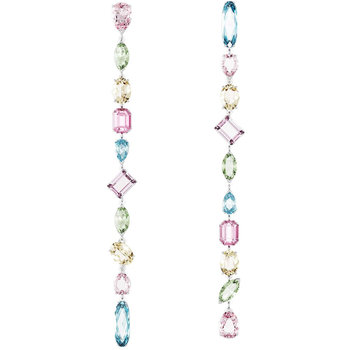 SWAROVSKI Multicolored Gema drop earrings Assymetrical design Mixed cuts (Extra long)