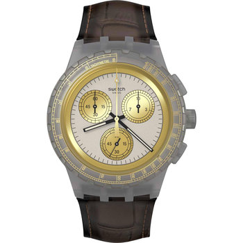 SWATCH Golden Radiance Chronograph Brown Leather Strap