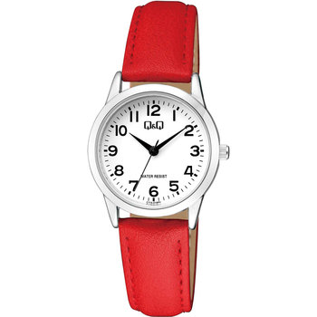 Q&Q Watch Red Leather Strap
