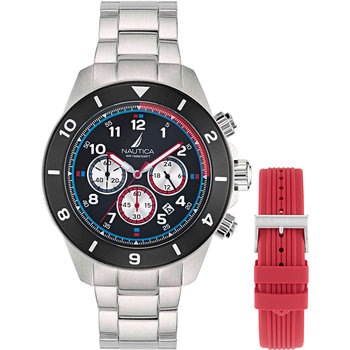 NAUTICA One Chronograph Silver Stainless Steel Bracelet Gift Set