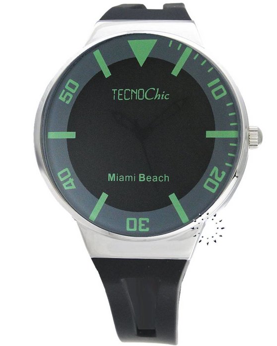 TECNOChic Miami Beach Black Rubber Strap