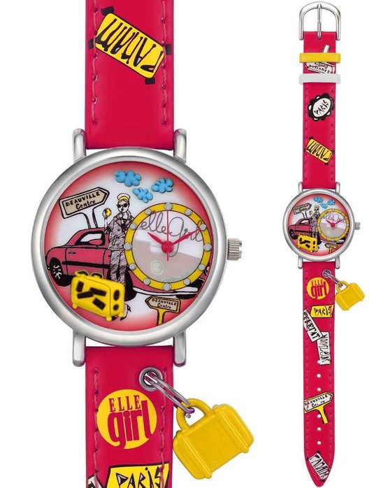 ELLE GIRL Stainless Steel Multicolor Leather Strap