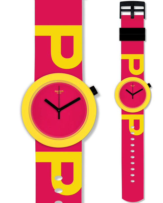 SWATCH Pop Collection POPtastic Red and Yellow Rubber Strap