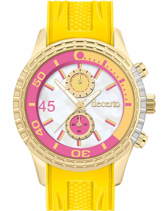 DECERTO Ice-Lolly Gold Alloy Yellow Rubber Strap