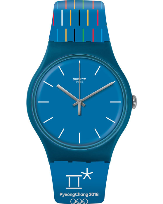SWATCH Petits Batons Blue Silicone Strap