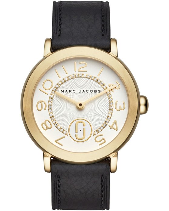 MARC JACOBS Riley Crystals Black Leather Strap
