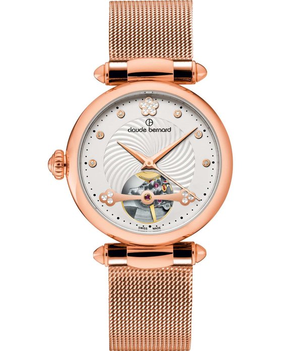 CLAUDE BERNARD Classic Crystals Automatic Rose Gold Stainless Steel Bracelet