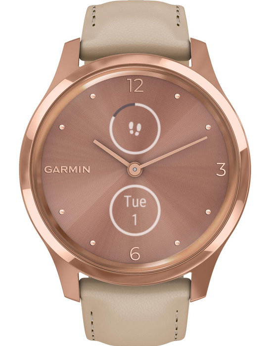 GARMIN Vivomove Luxe Light Sand Leather with 18K Rose Gold Hardware
