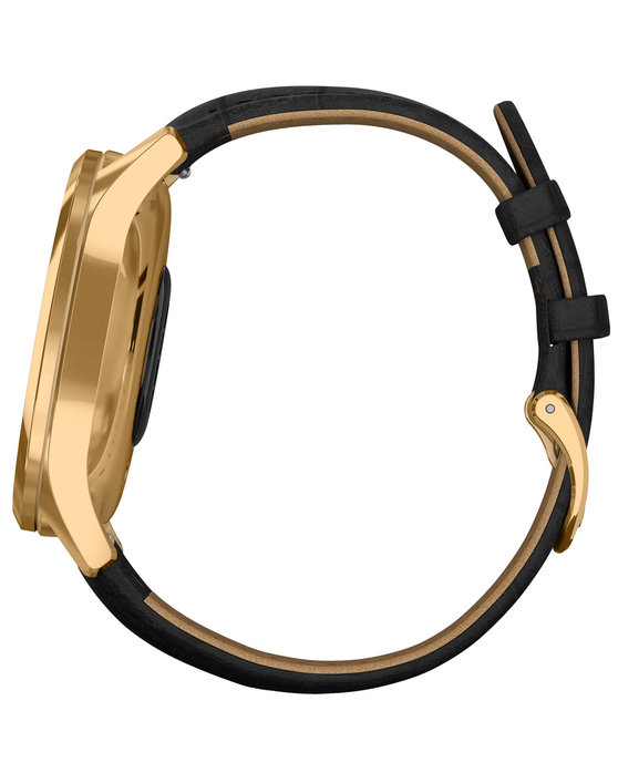 GARMIN Vivomove Luxe Black Embossed Leather with 24K Gold Hardware