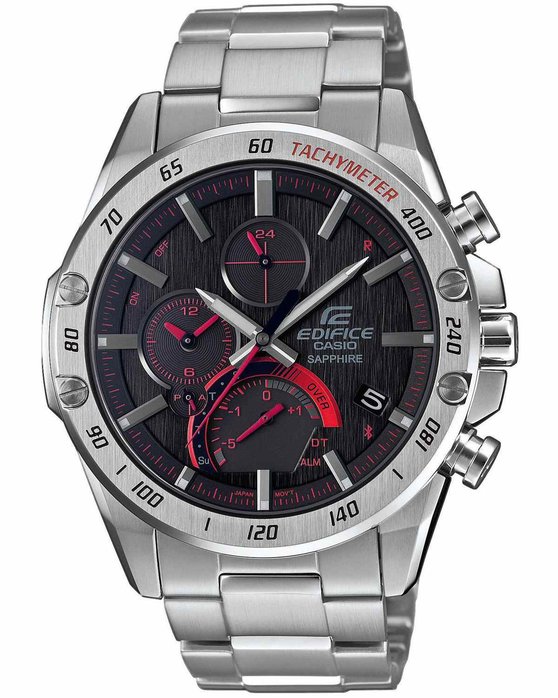 CASIO Edifice Solar Dual Time Chronograph Silver Stainless Steel Bracelet