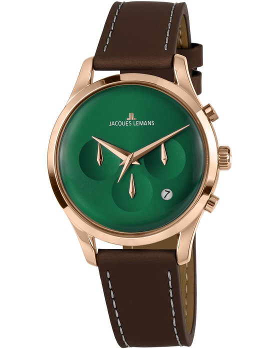 Ρολόι Jacques LEMANS Retro Classic Chronograph Brown Leather Strap - 1-2067H