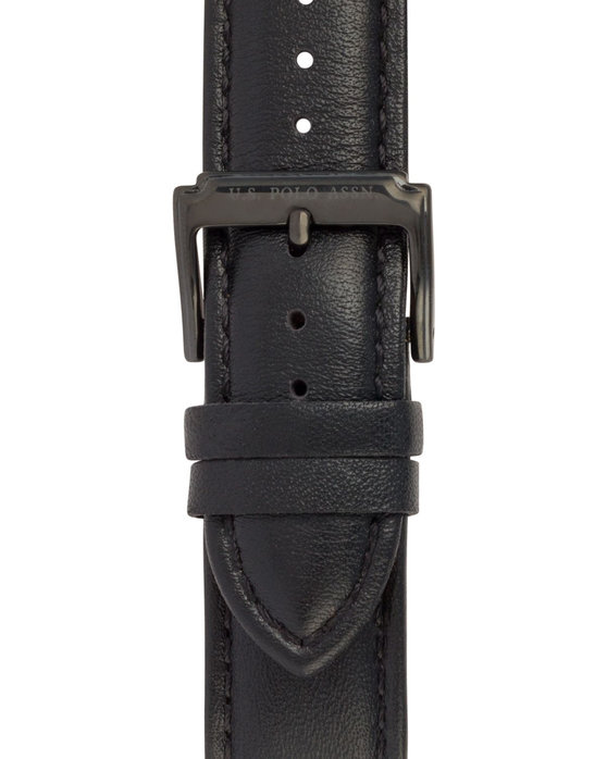 U.S.POLO Princeton Chronograph Black Leather Strap