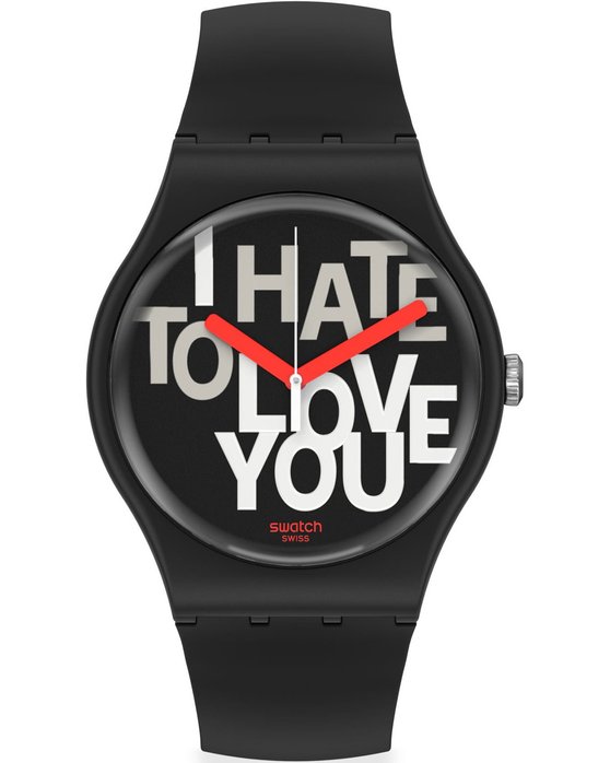 SWATCH Hate 2 Love Black Silicone Strap