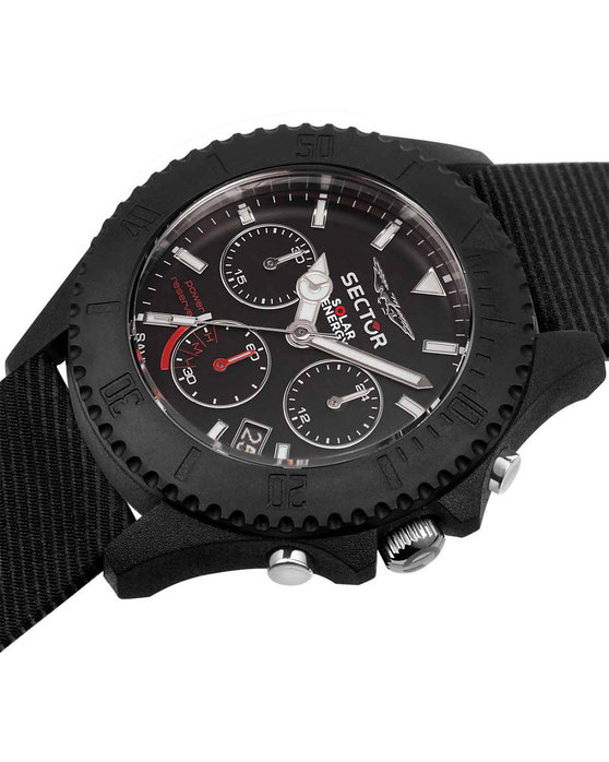 SECTOR Save The Ocean Solar Chronograph Black Leather Strap