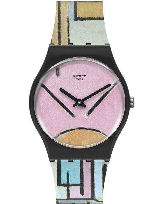 SWATCH MoMA Composition In Oval With Color Planes 1 By Piet Mondrian Silicone Strap