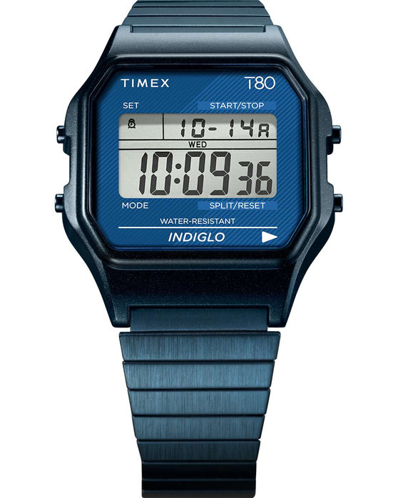 TIMEX T80 Chronograph Blue Stainless Steel Bracelet