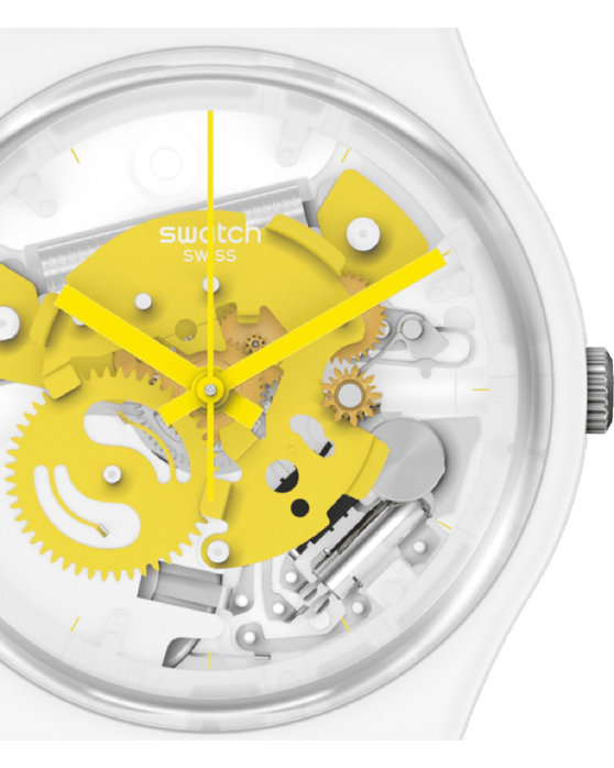 SWATCH Time to Yellow Small White Bio-Sourced Material Strap