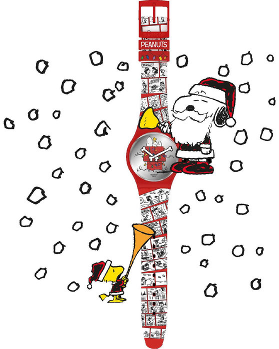 SWATCH Peanuts Red Silicone Strap