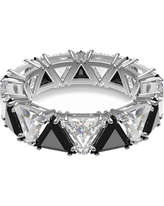 Black Millenia cocktail ring Triangle cut crystals