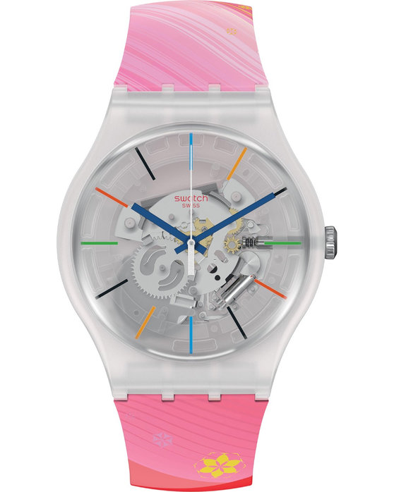 SWATCH Olympics special Red Rivers And Mountains Multicolor Silicone Strap
