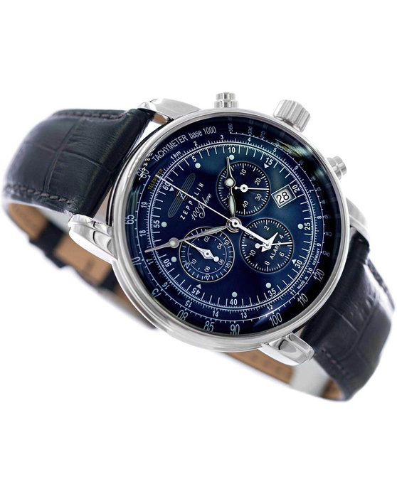 ZEPPELIN 100 Years Chronograph Blue Leather Strap