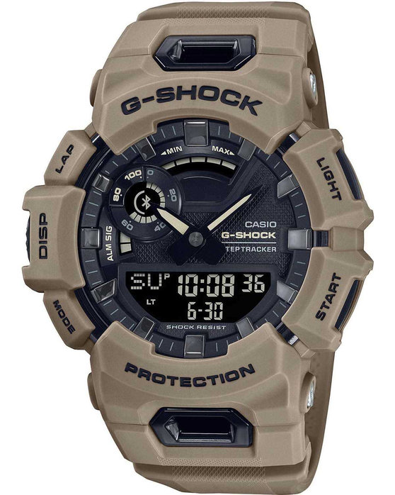 CASIO G-SHOCK Smartwatch Dual Time Chronograph Brown Rubber Strap