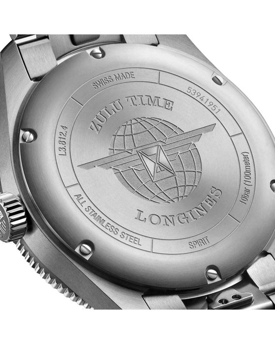 LONGINES Spirit Zulu Time Automatic GMT Silver Stainless Steel Bracelet