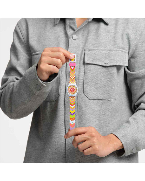SWATCH Flower Power Groovy Love Multicolor Silicone Strap