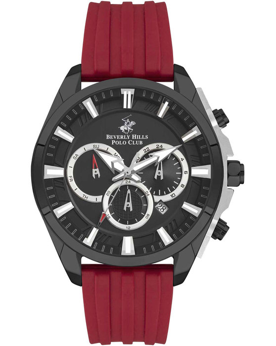 BEVERLY HILLS POLO CLUB Dual Time Bordeaux Rubber Strap