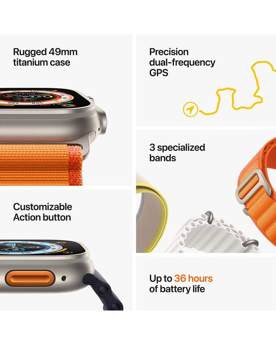 Apple Watch Ultra GPS + Cellular 49mm with Orange Alpine Loop - Small