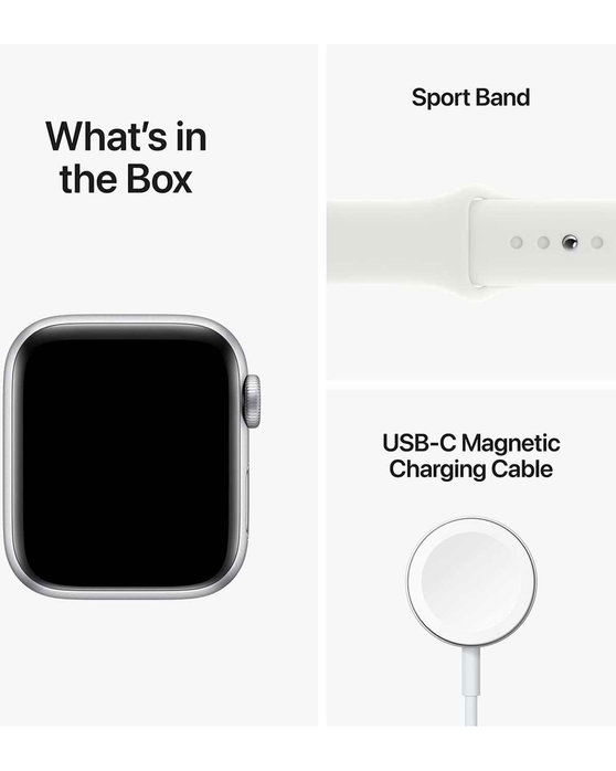 Apple Watch SE GPS 44mm Silver with White Sport Band