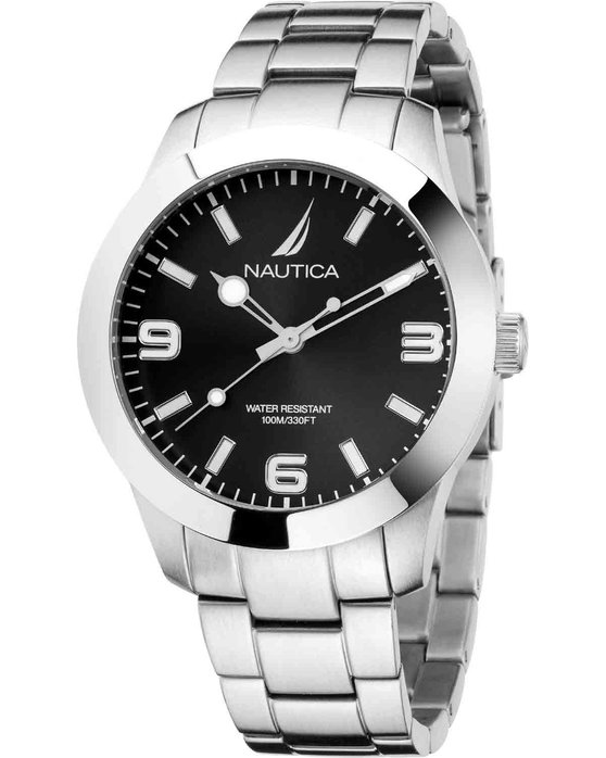 NAUTICA Pacific Beach Silver Stainless Steel Bracelet Gift Set