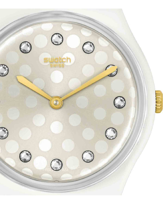 SWATCH Holiday collection Sparkle Shine Crystals White Silicone Strap