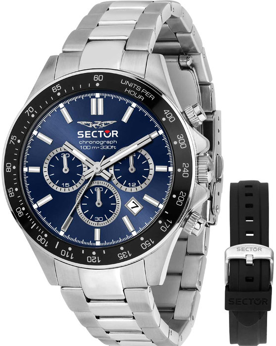 SECTOR 230 Chronograph Silver Stainless Steel Bracelet Gift Set