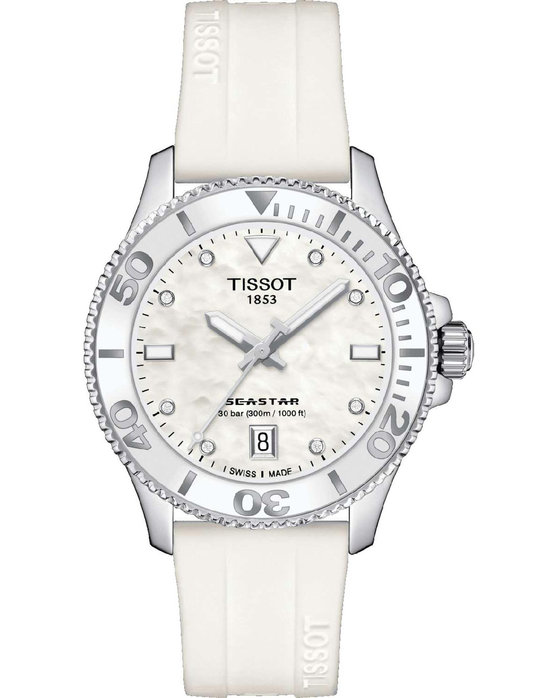 TISSOT T-Sport Seastar 1000 Diamonds White Silicone Strap