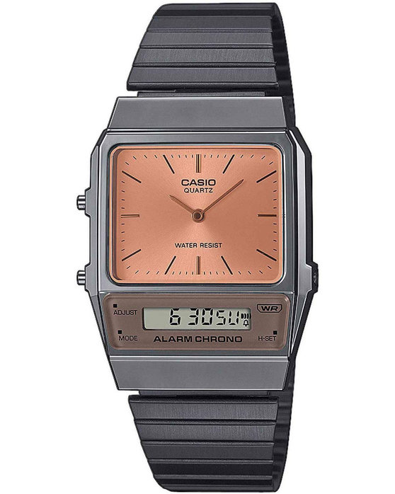 CASIO Vintage Dual Time Chronograph Grey Stainless Steel Bracelet