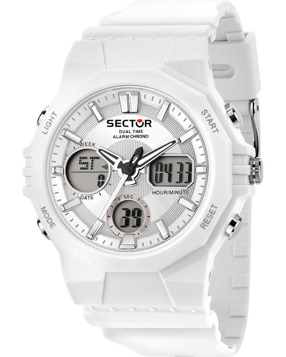 SECTOR EX-40 Dual Time Chronograph White Synthetic Strap